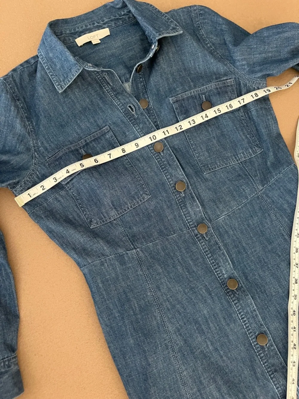 Loft Denim Chambray Seamed Midi Pocket Shirtdress - 8 - Picture 5 of 10